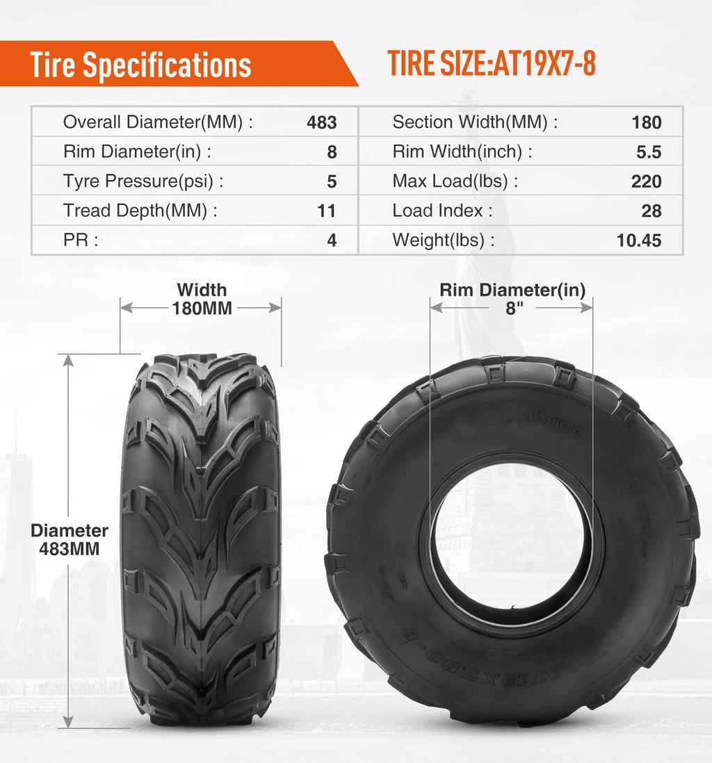 19x7-8 Tubeless ATV Tire U850220