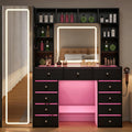 Full Length Mirror Vanity Desk with LED Mirror and 11 Drawers Q5892