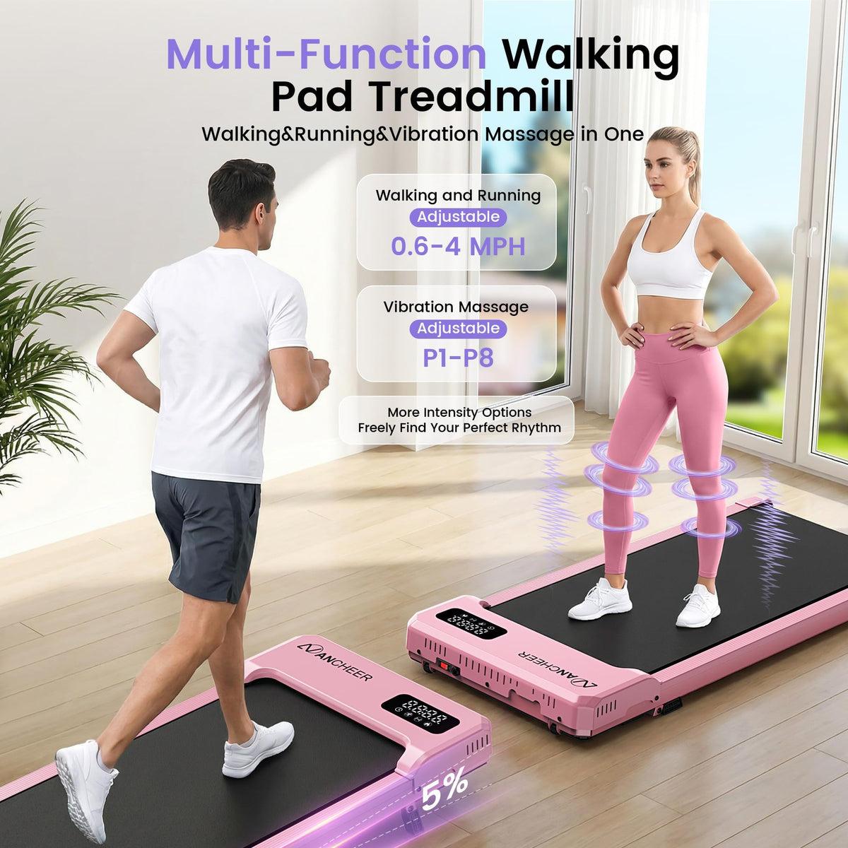 Under Desk Treadmill with Vibration Plate & Incline O793450