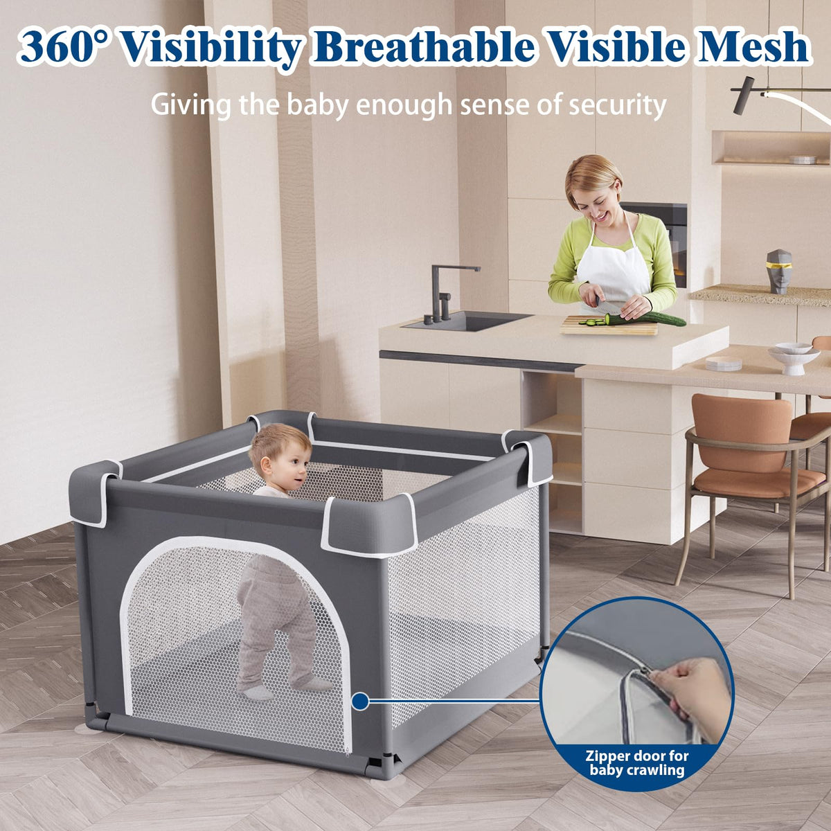 Small Playpen for Babies and Toddlers, 36"x36" Mesh E338298