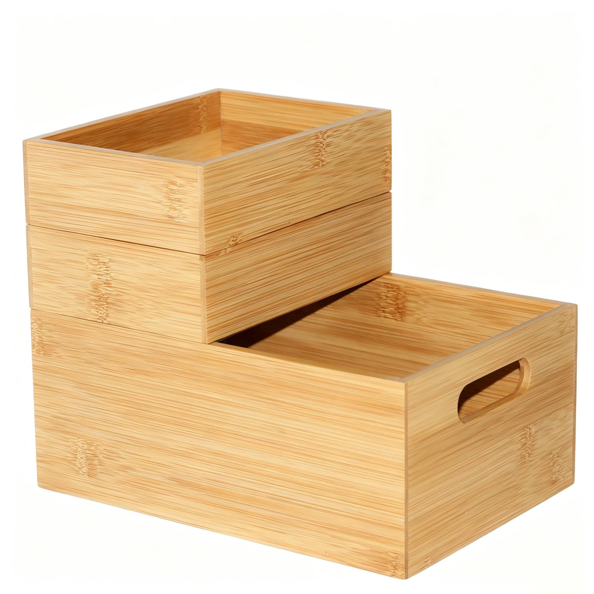 3 Pack Bamboo Storage Box with Handle C352398