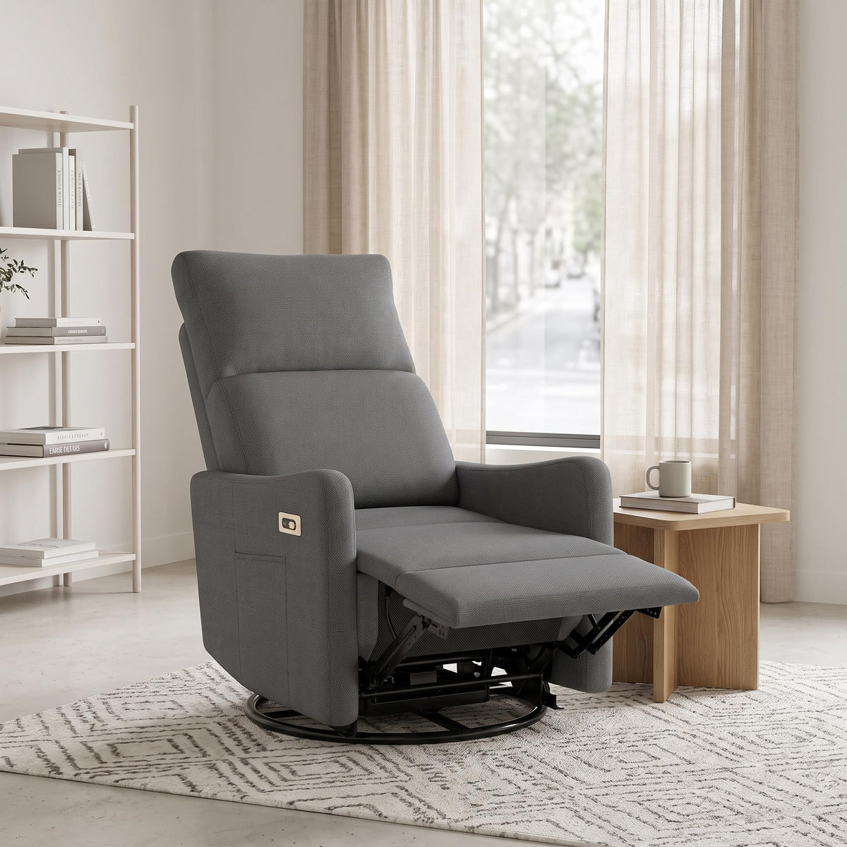Dark Gray Velvet Swivel Recliner Chair Y768020