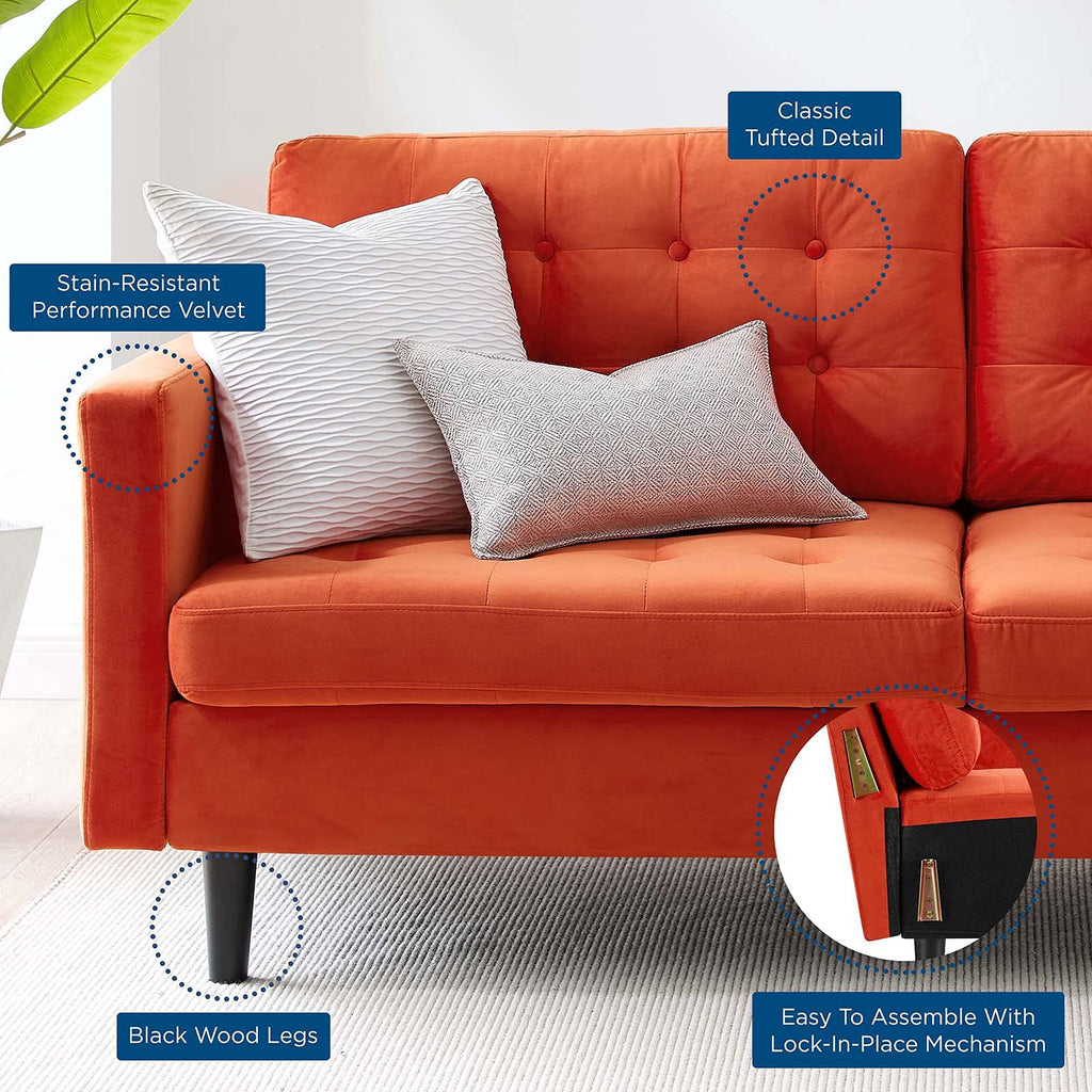 Orange Tufted Performance Velvet Sofa A16009