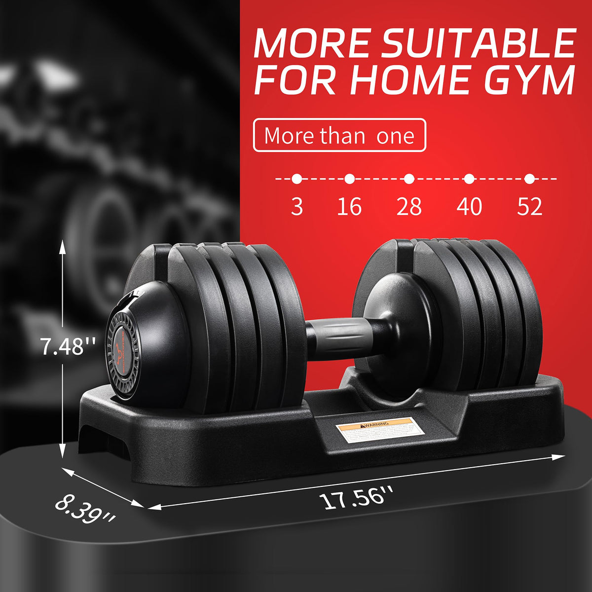 Adjustable Free Weights Dumbbells Set of 2, 52 lbs C7124