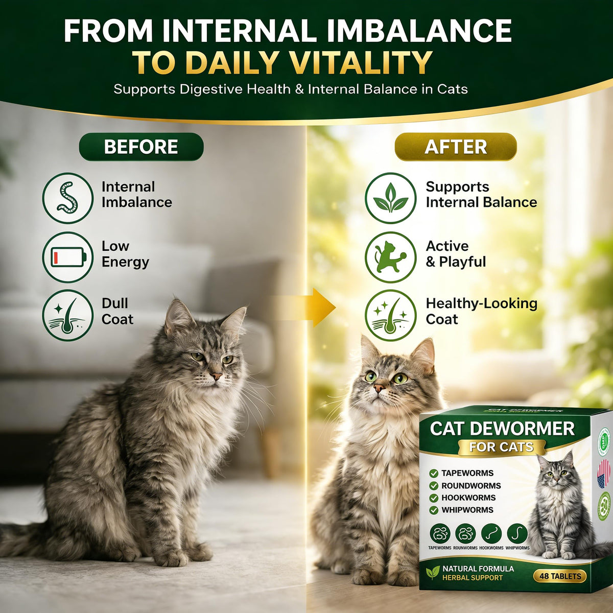Broad Spectrum Cat Dewormer 48 Tablets U178176