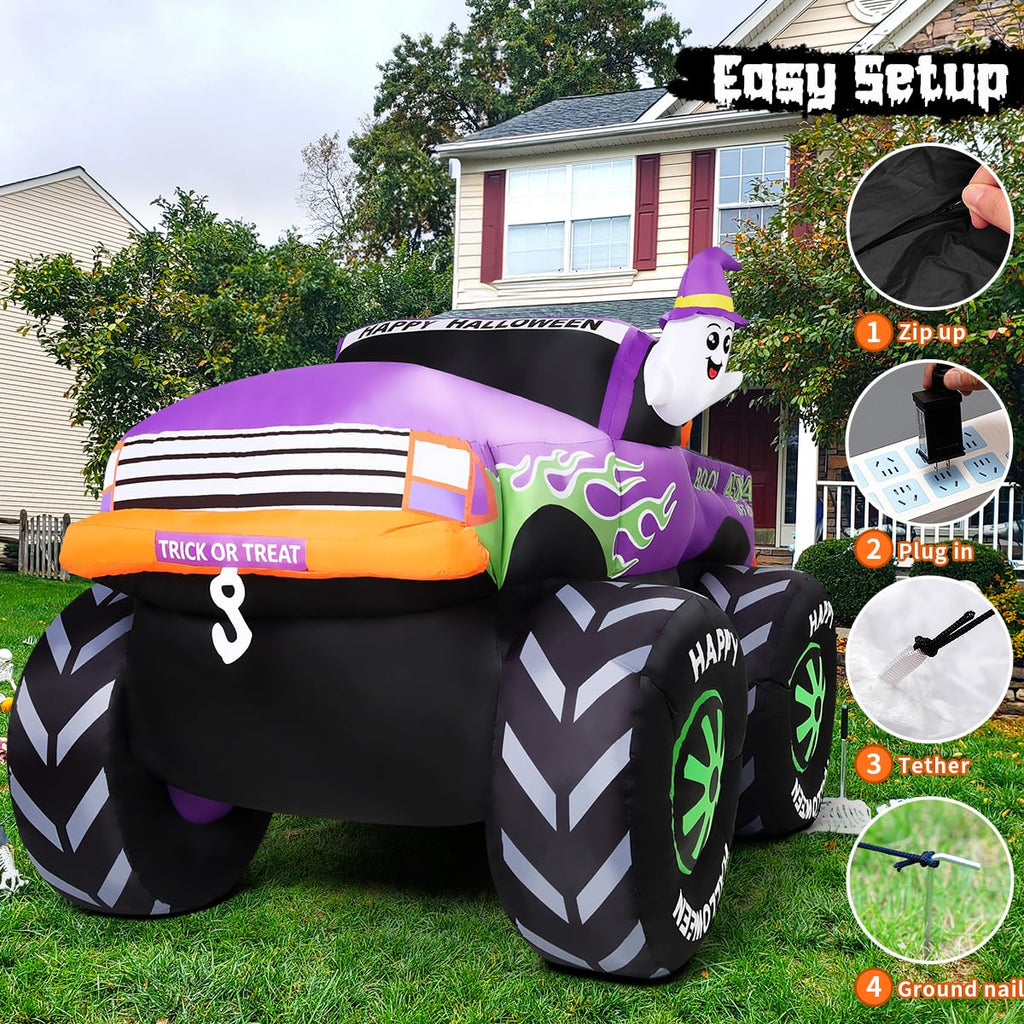 8 FT Halloween Inflatable Monster Truck with Built-in LEDs C4854