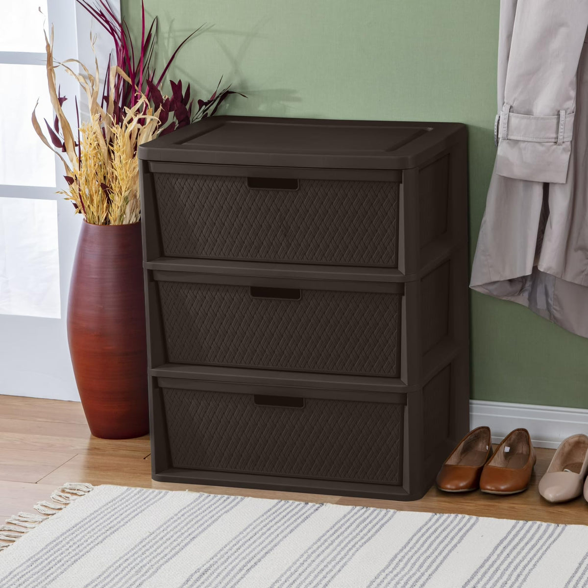 Wide 3 Drawer Plastic Storage Dresser V456270