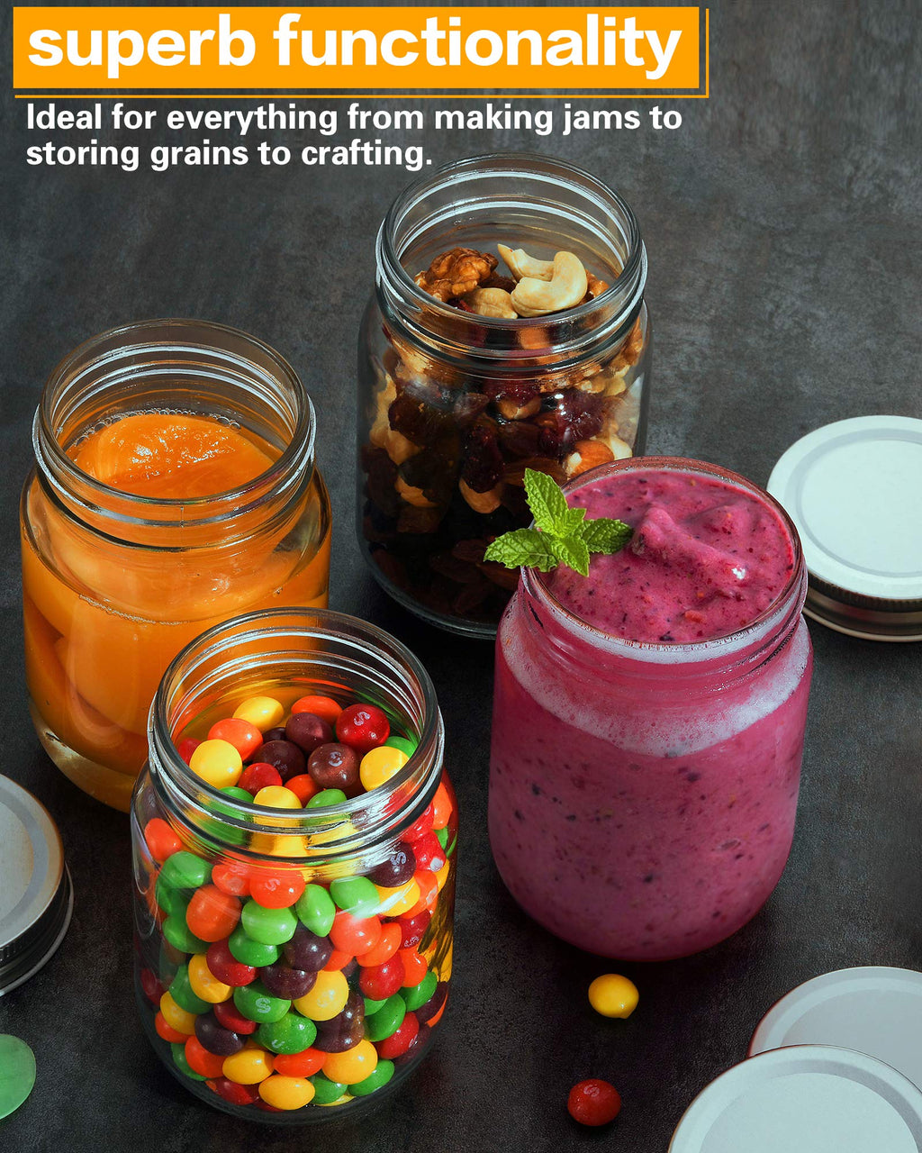 16 oz Mason Jars with Silver Lids 15 Pack I66126