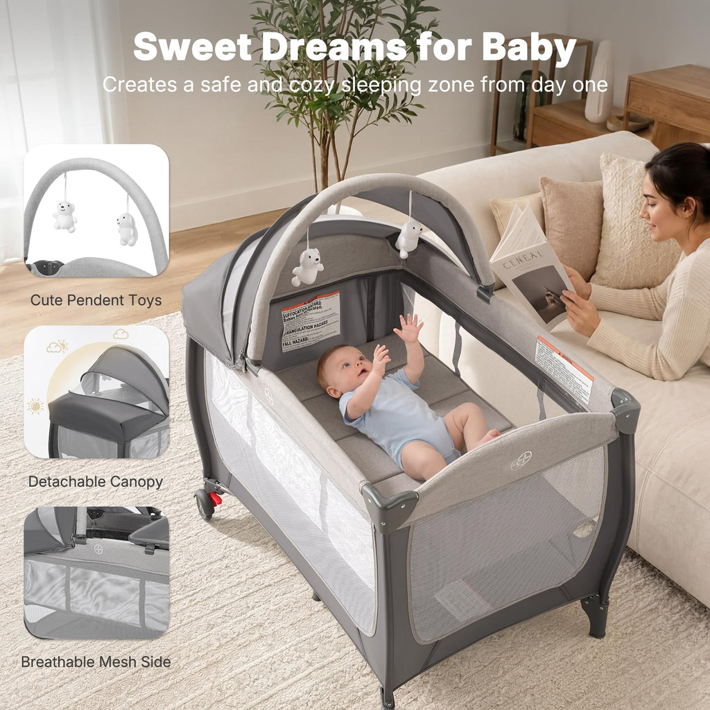 4-in-1 Pack and Play with Bassinet, Gray G330769