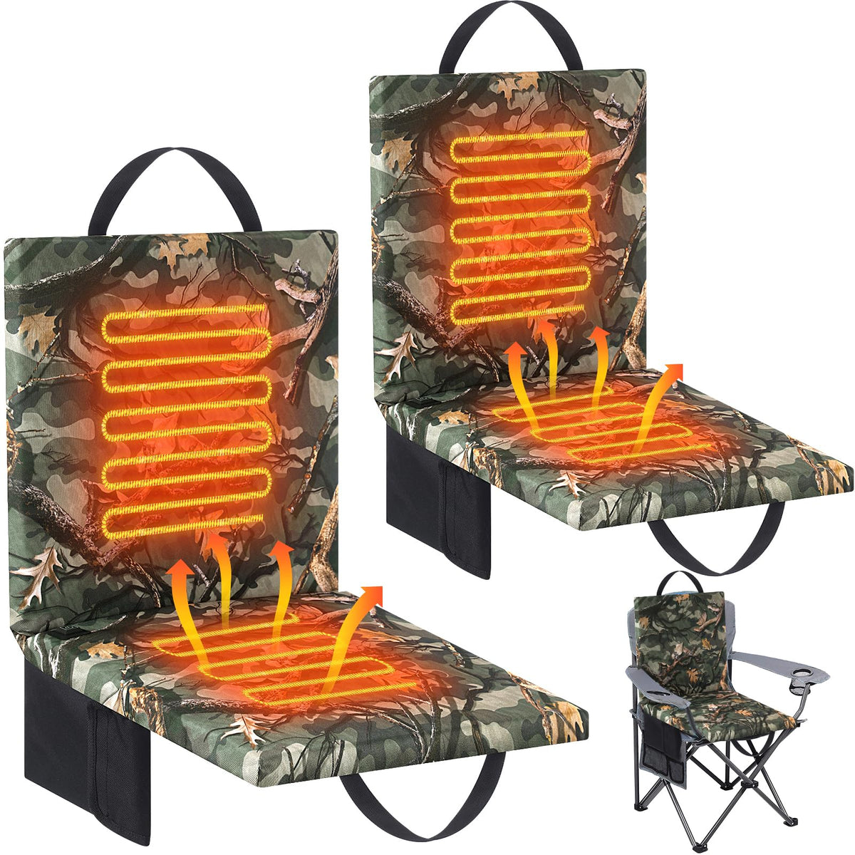Heated Hunting Seat Cushion with Back Support, Wood Camo, 2 Pcs R768