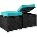 Set of 2 Wicker Ottomans with Storage U157