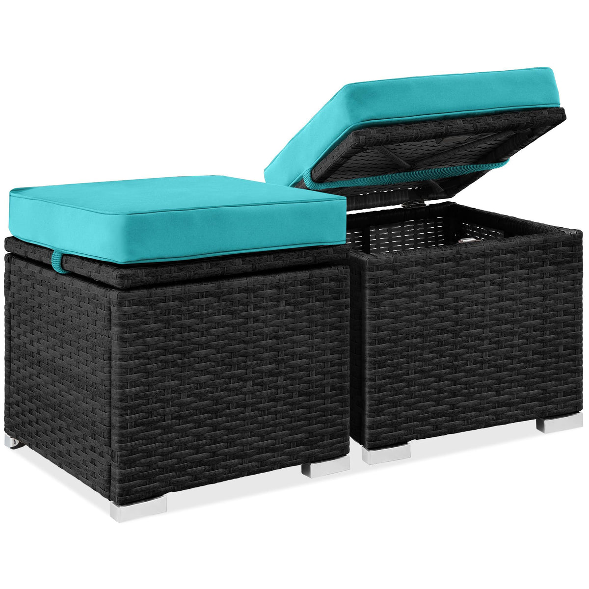 Set of 2 Wicker Ottomans with Storage U157