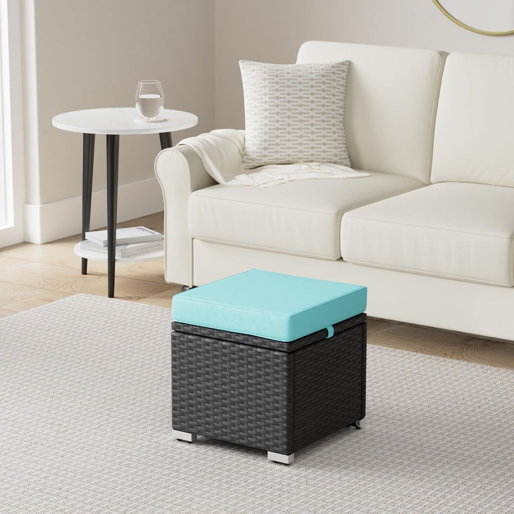 Set of 2 Wicker Ottomans with Storage U157
