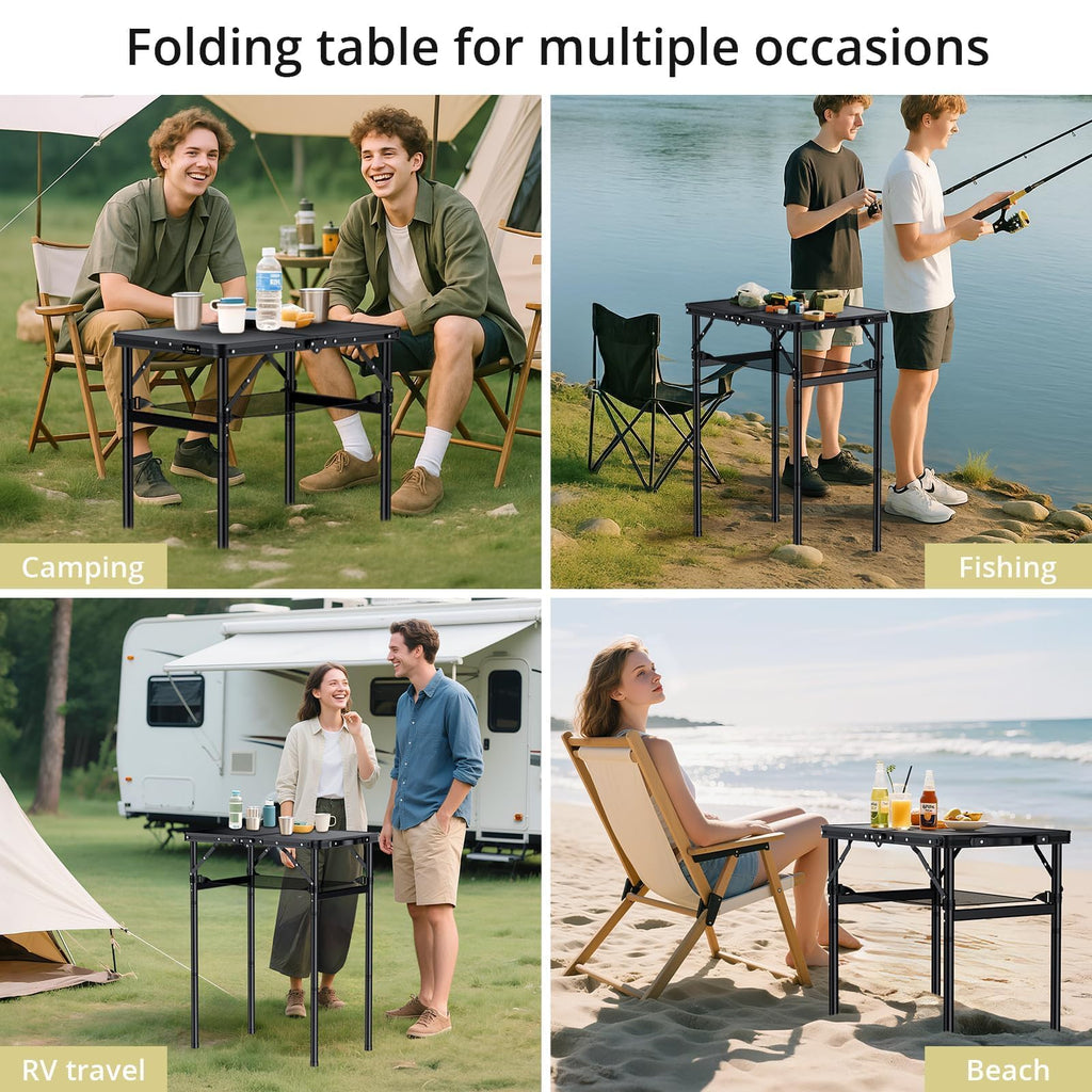 2ft Folding Camping Table, 3 Adjustable Height O23576