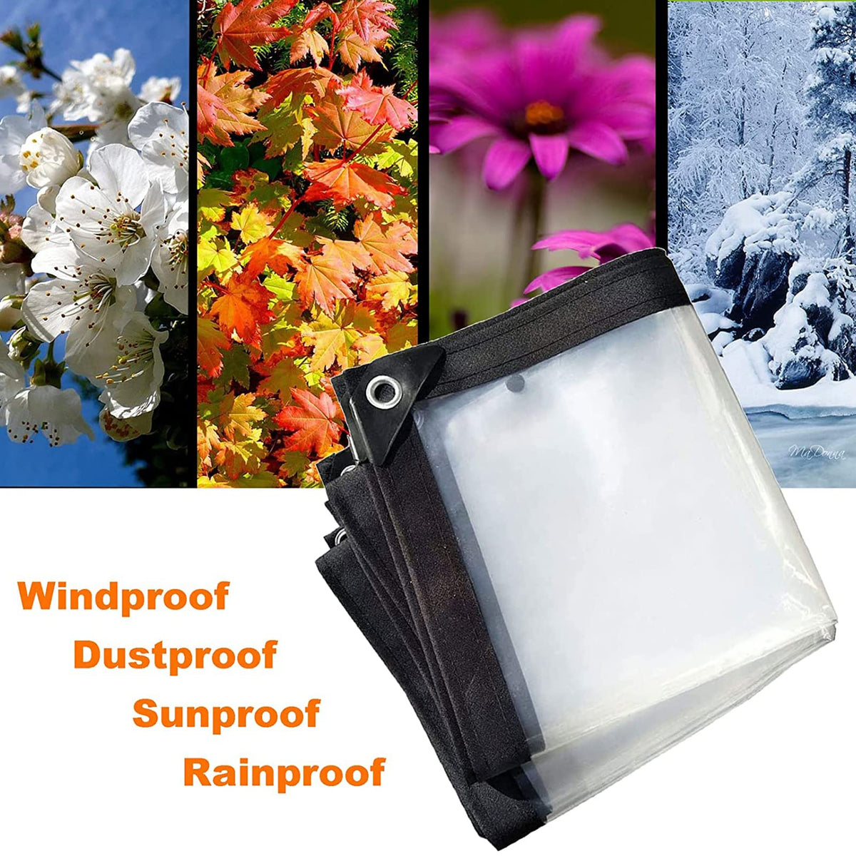 Heavy Duty Waterproof Clear 3x3ft Poly Tarp with Grommets J838619