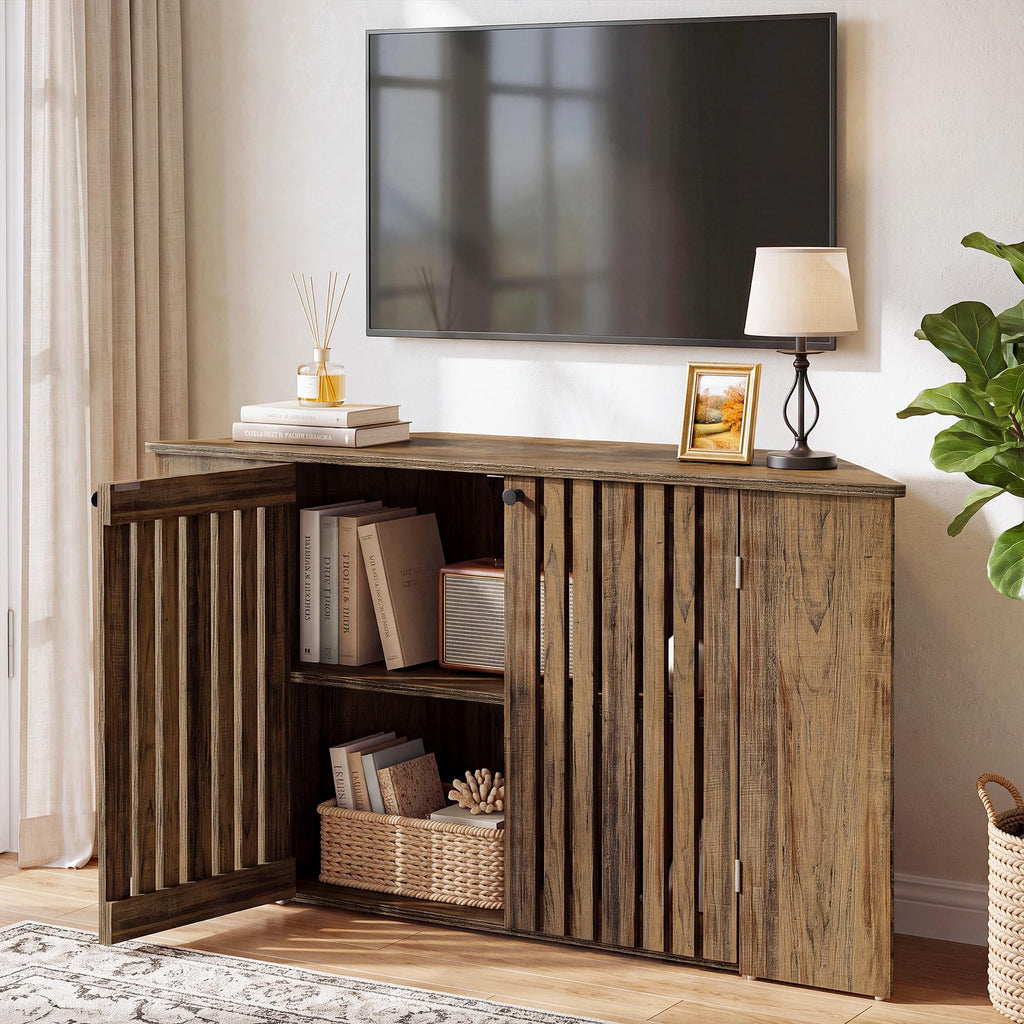 53" Farmhouse Corner TV Stand with Storage U36199