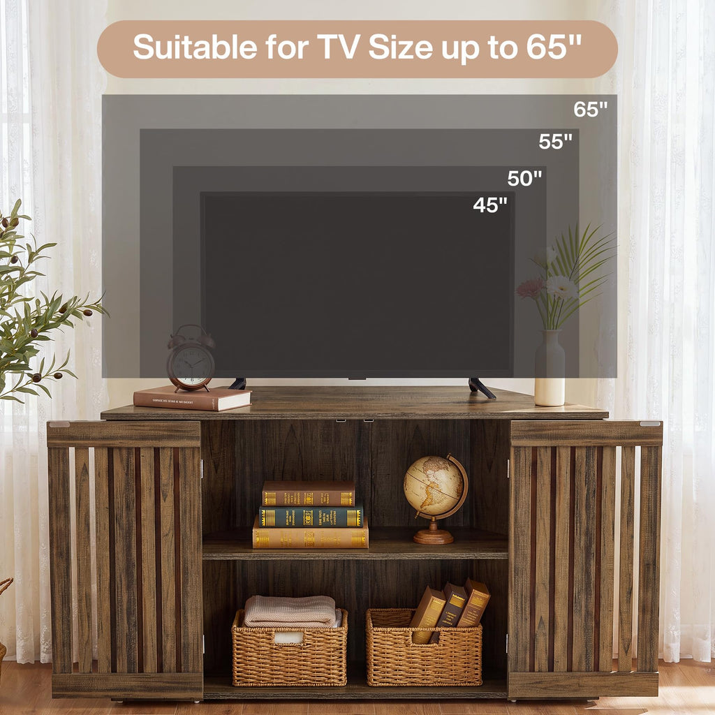 53" Farmhouse Corner TV Stand with Storage U36199