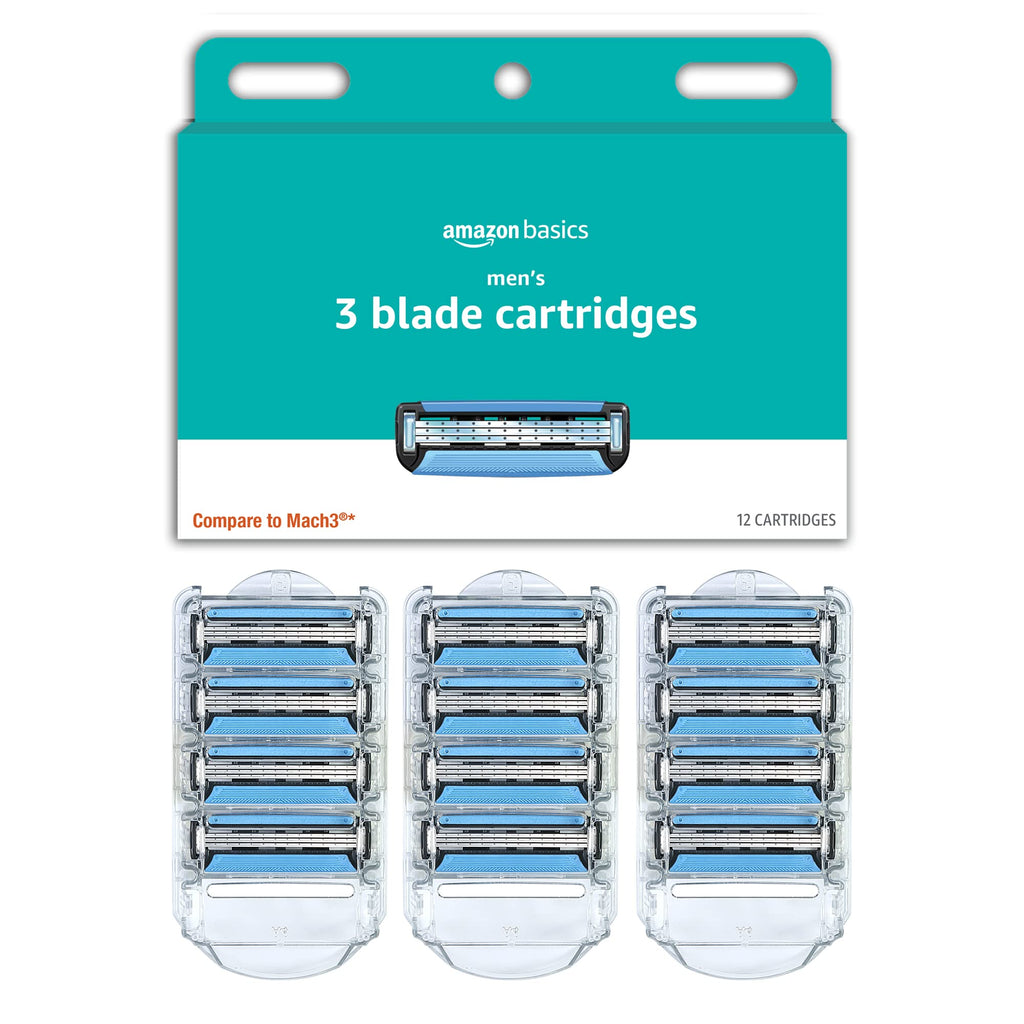 3-Blade Razor Refills with Dual Lubrication, 12 Cartridges T8661