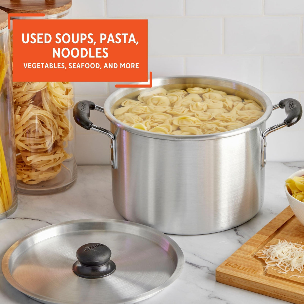 Silver 8 Quart Aluminum Stock Pot with Lid L28434