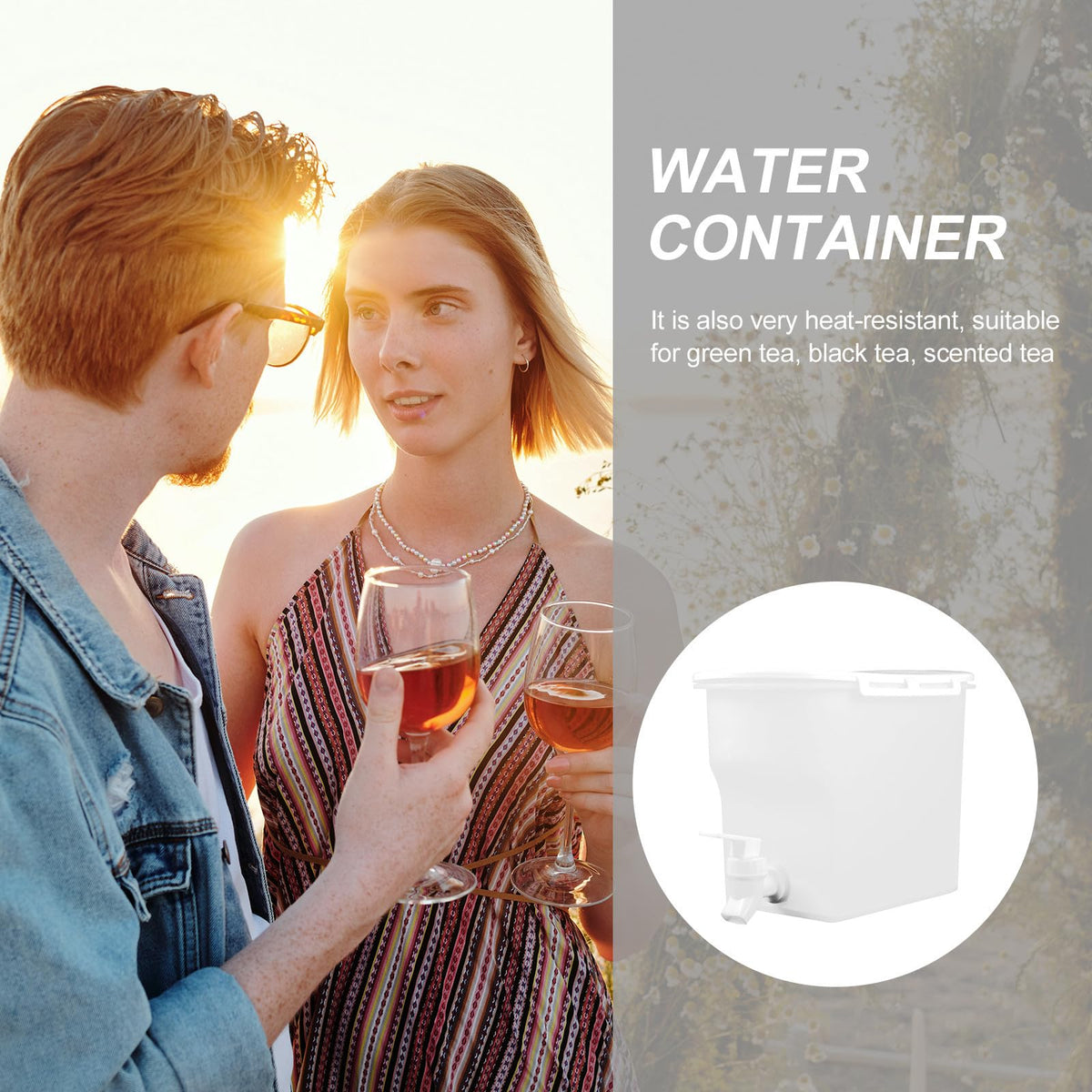 Water Jug with Faucet Heat Resistant PP Pitcher W528262