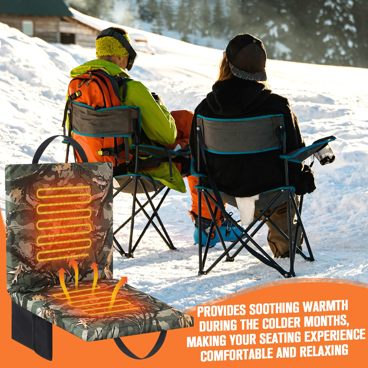Heated Hunting Seat Cushion with Back Support, Wood Camo, 2 Pcs R768