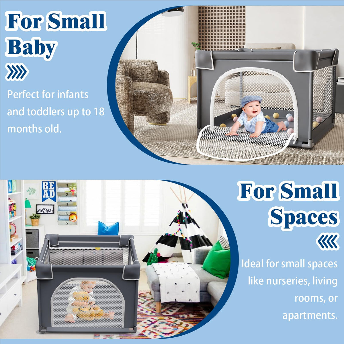 Small Playpen for Babies and Toddlers, 36"x36" Mesh E338298