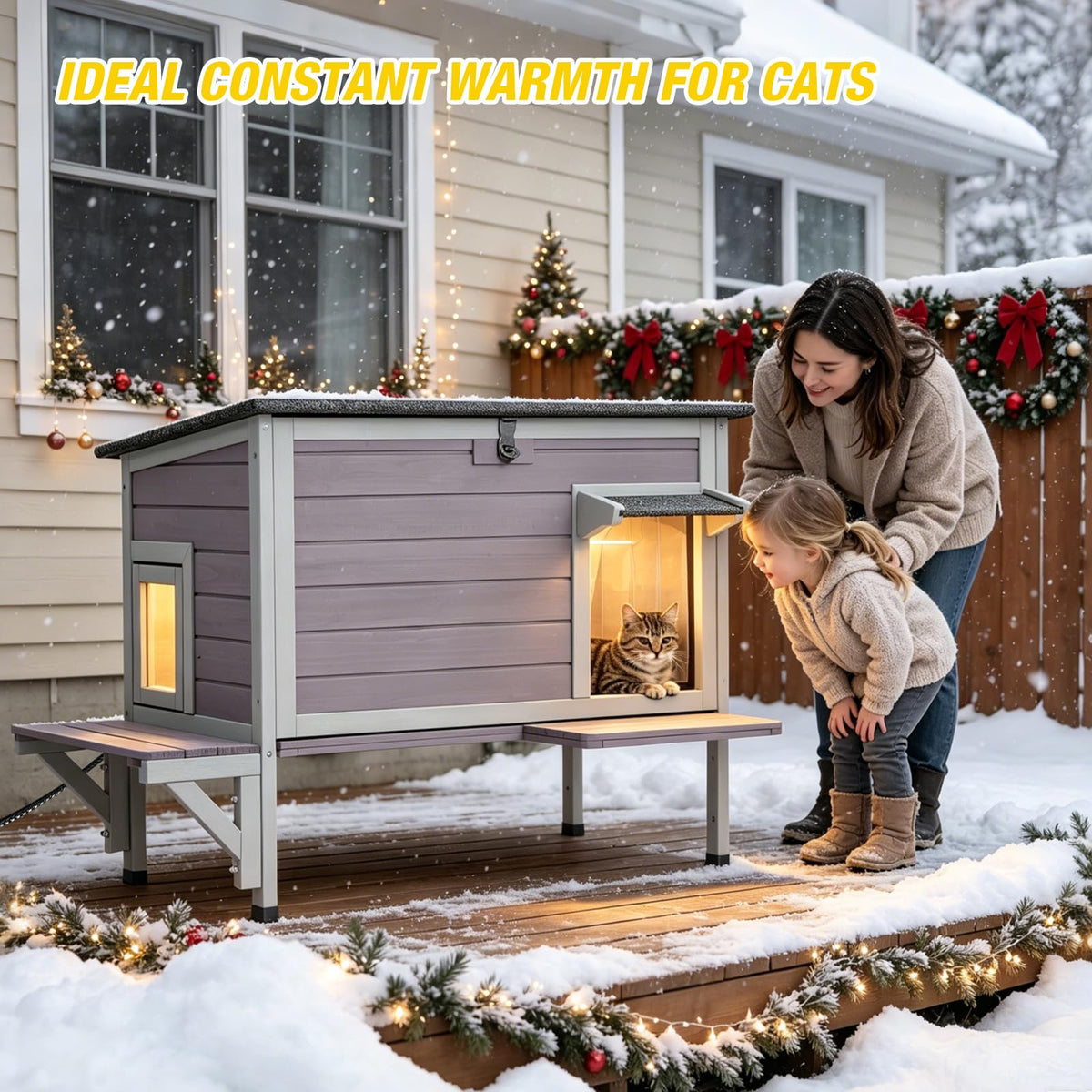 Heated Outdoor Cat House with Heating Pad R925