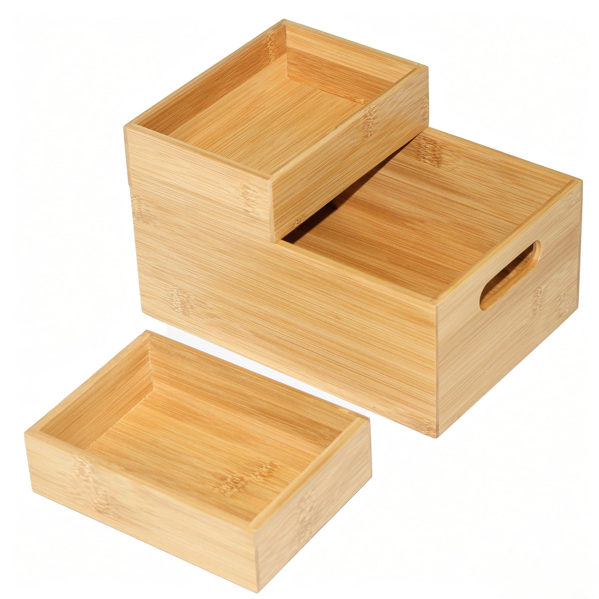3 Pack Bamboo Storage Box with Handle C352398