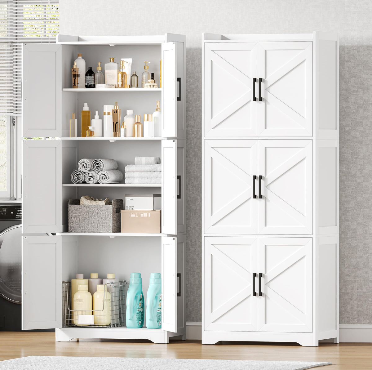 60.2''H Tall Bathroom Storage Cabinet with 6 Door B165