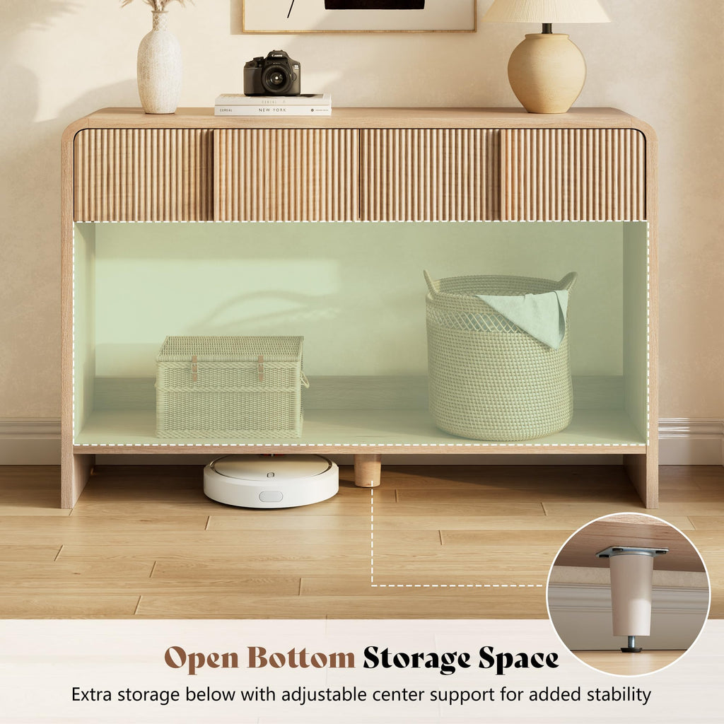 45" Fluted Console Table with 2 Drawers and Open Shelf T417696