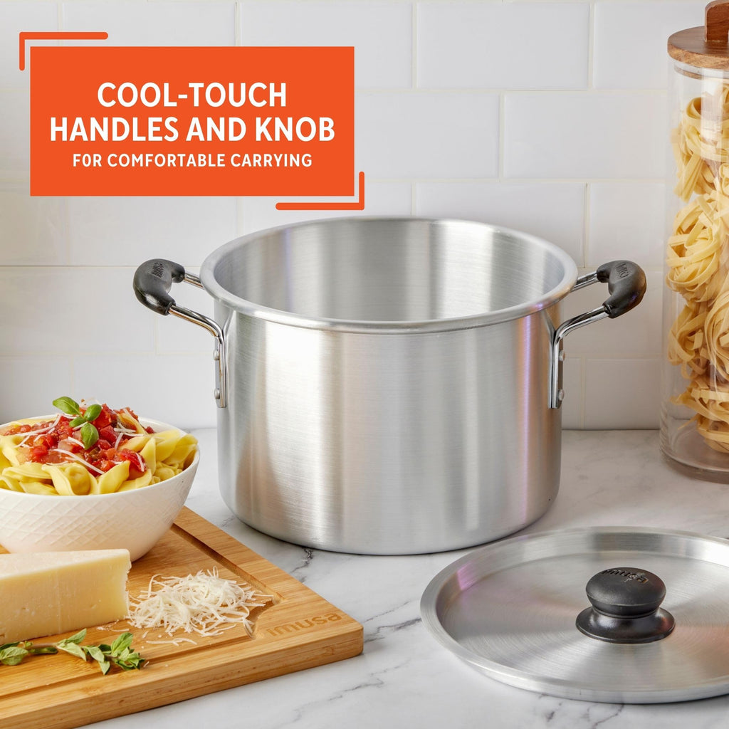 Silver 8 Quart Aluminum Stock Pot with Lid L28434