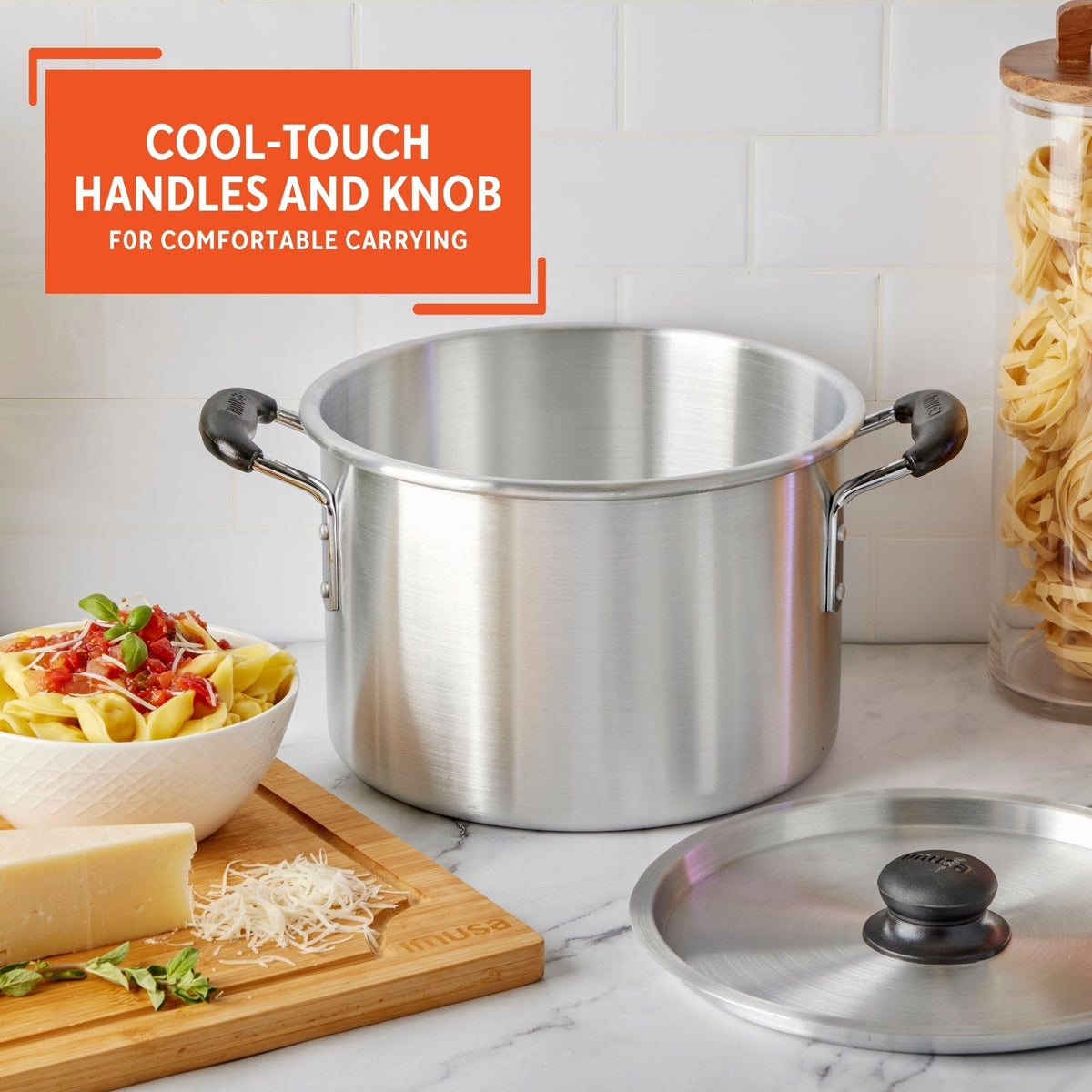 Silver 8 Quart Aluminum Stock Pot with Lid L28434