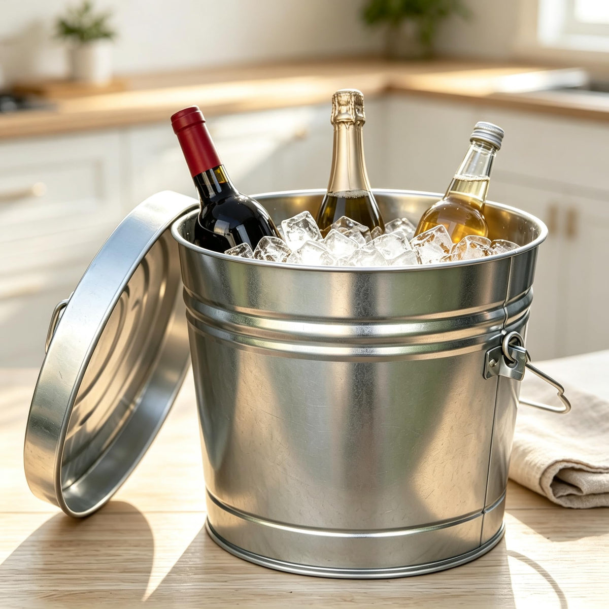6 Gallon Galvanized Steel Storage Can with Locking Lid Y82248