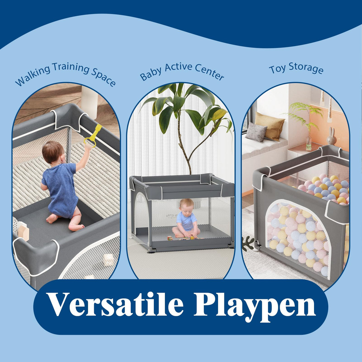 Small Playpen for Babies and Toddlers, 36"x36" Mesh E338298