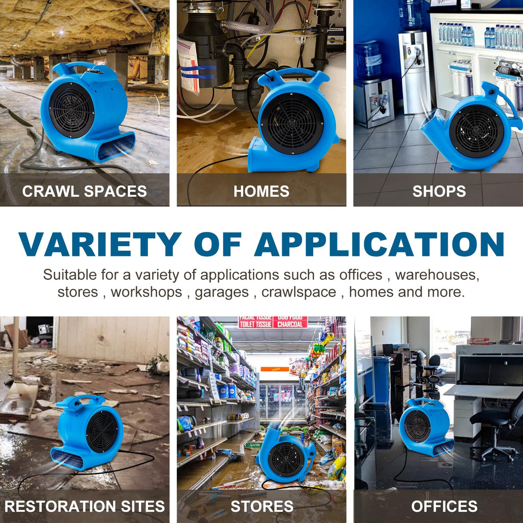 2200 CFM 1/2 HP Commercial Air Mover Floor Drying Fan W518526