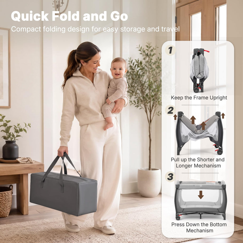 4-in-1 Pack and Play with Bassinet, Gray G330769