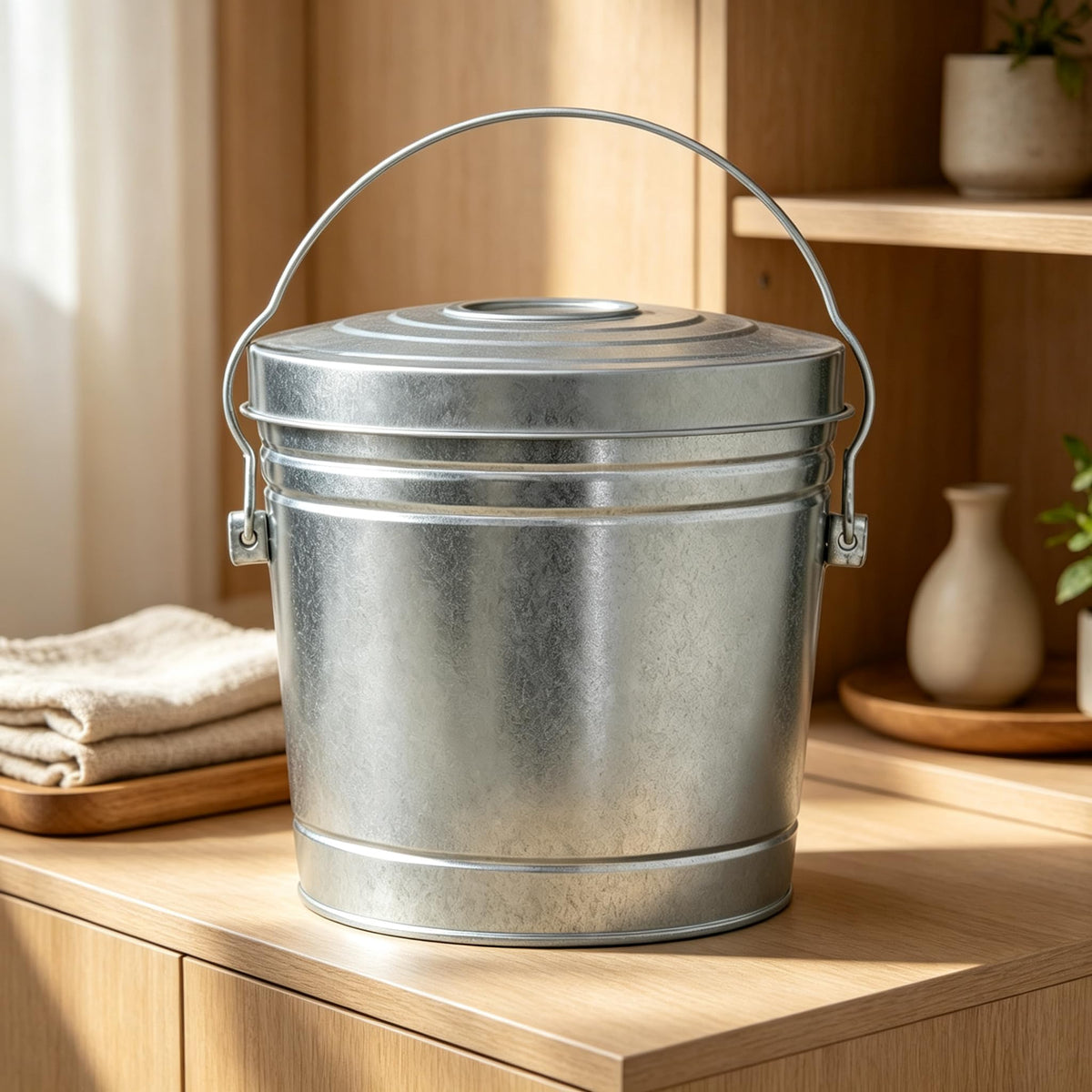 6 Gallon Galvanized Steel Storage Can with Locking Lid Y82248