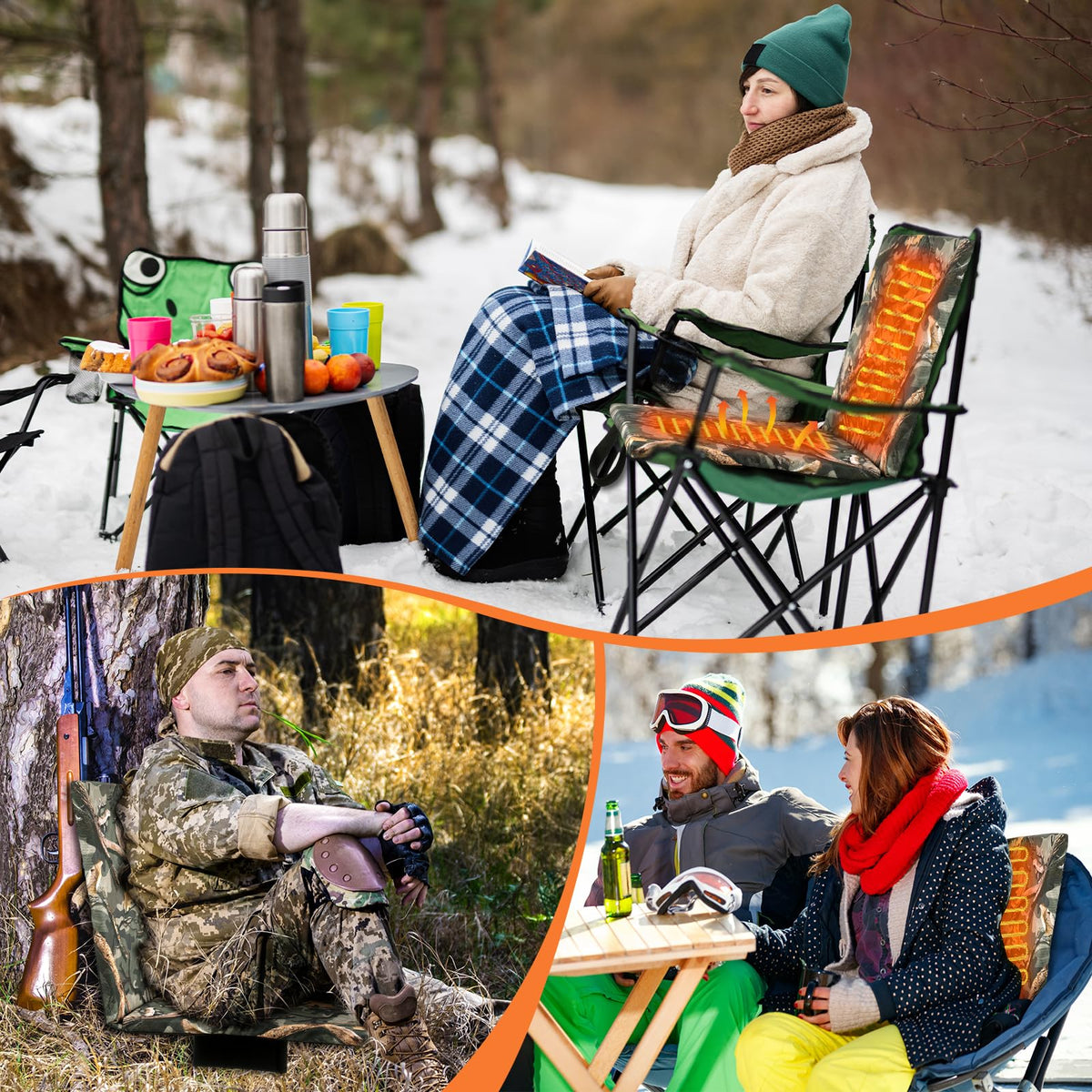 Heated Hunting Seat Cushion with Back Support, Wood Camo, 2 Pcs R768
