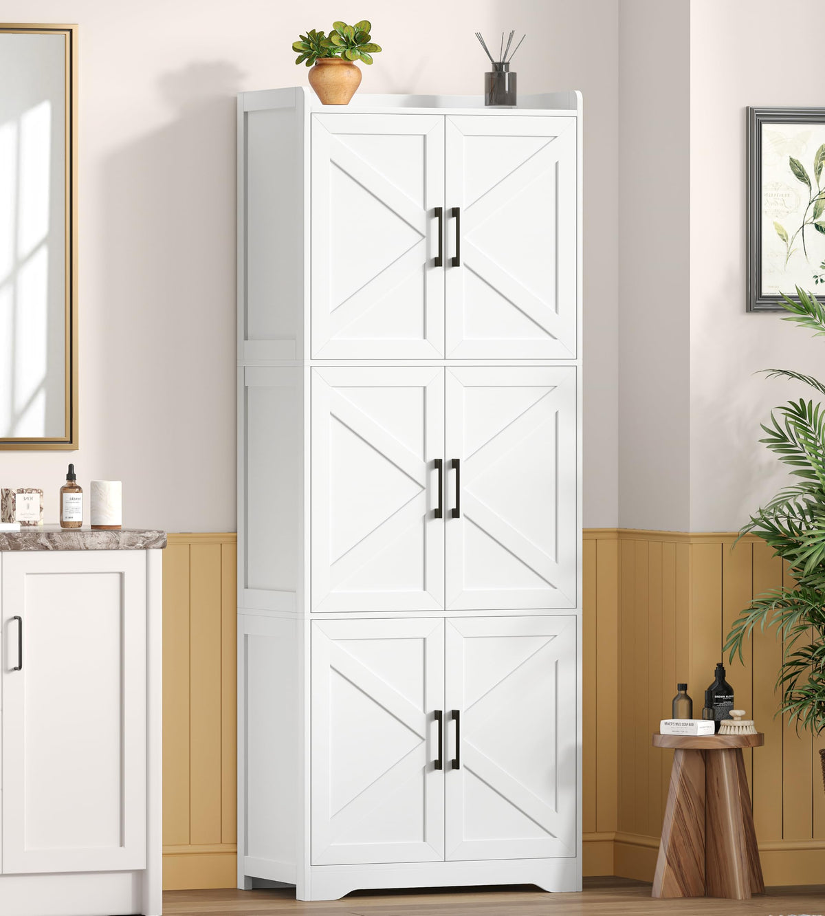 60.2''H Tall Bathroom Storage Cabinet with 6 Door B165