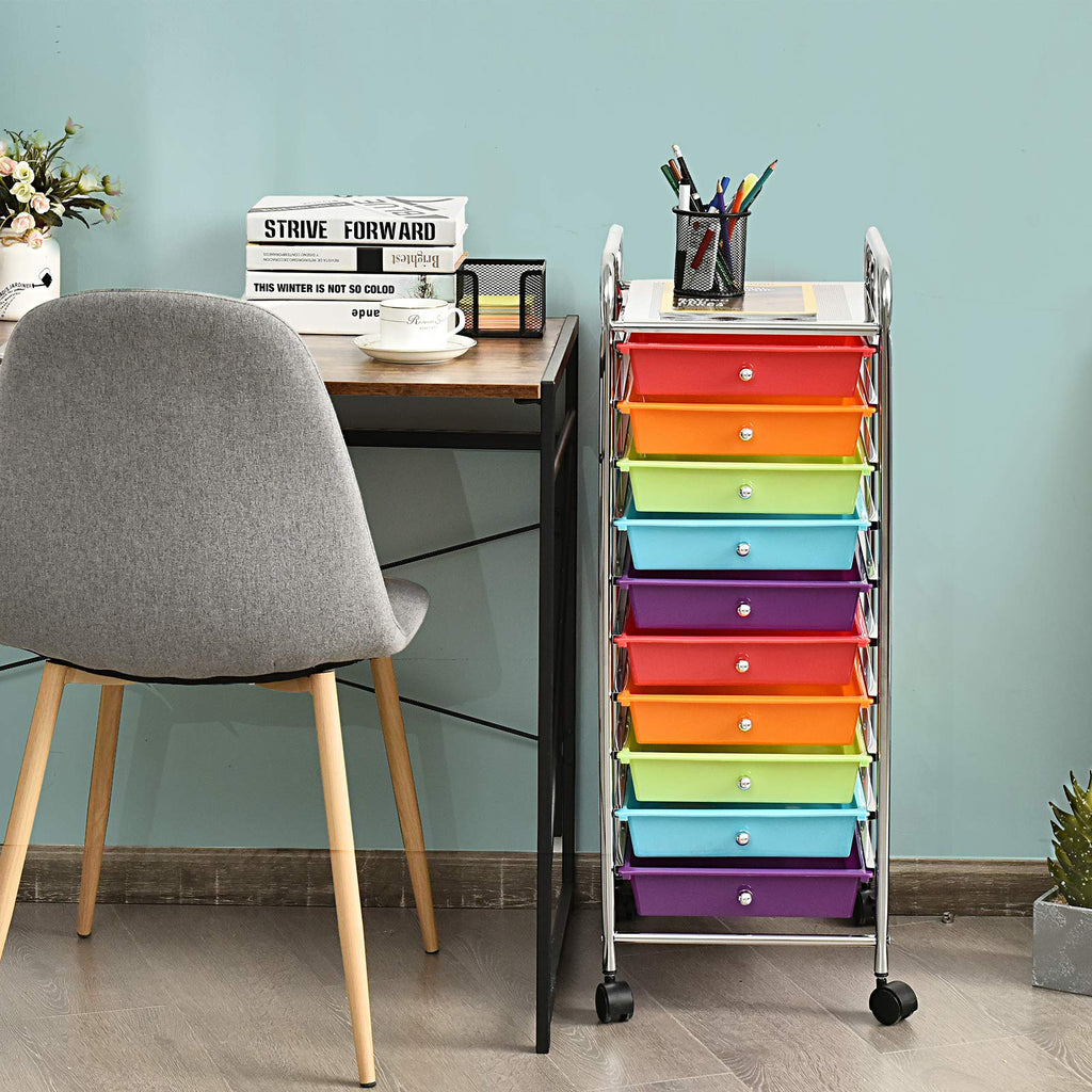 10 Drawer Rolling Cart with Lockable Wheels X48328