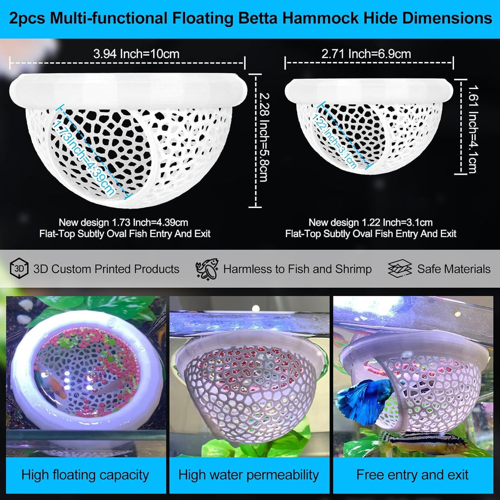 White Floating Betta Fish Hammock Bed and Hide Cave M49771