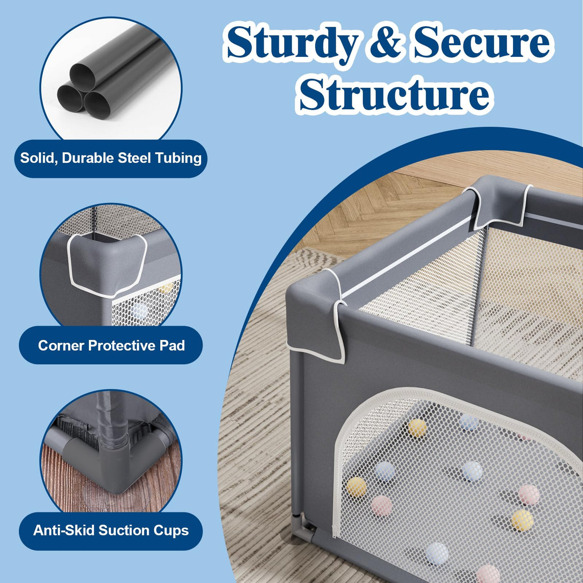 Small Playpen for Babies and Toddlers, 36"x36" Mesh E338298