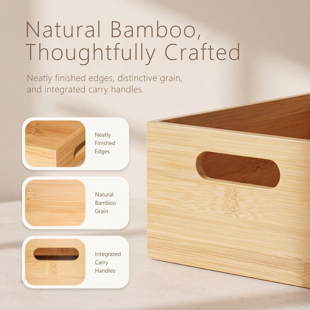 3 Pack Bamboo Storage Box with Handle C352398