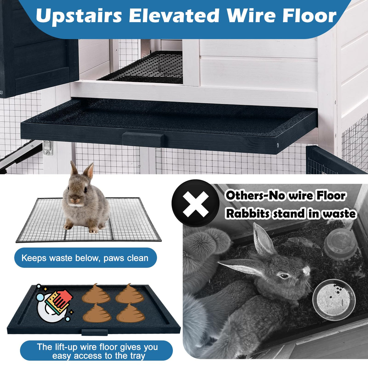 Indoor Outdoor Rabbit Cage with Weatherproof Roof Q1886