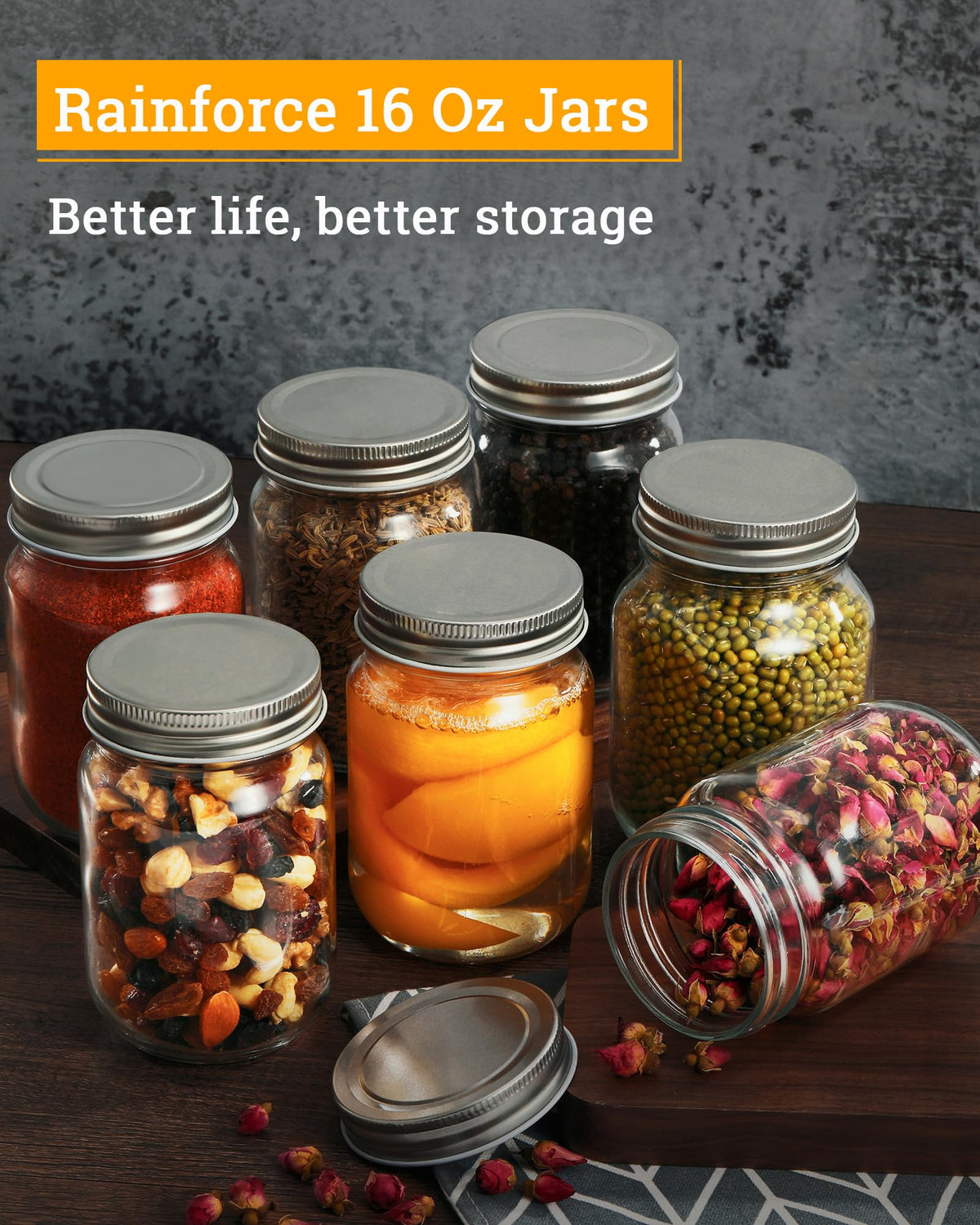 16 oz Mason Jars with Silver Lids 15 Pack I66126