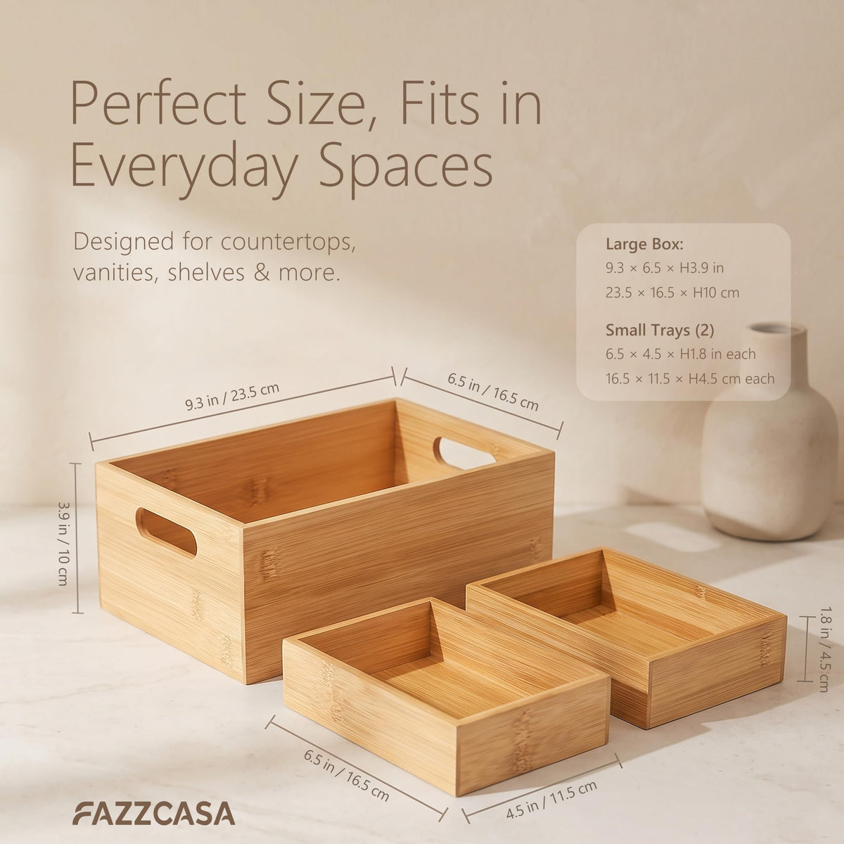 3 Pack Bamboo Storage Box with Handle C352398