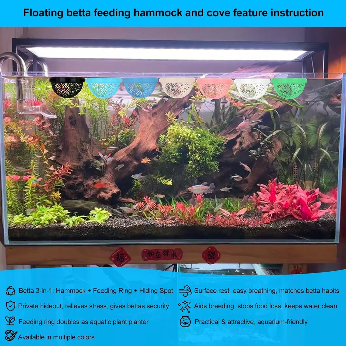 White Floating Betta Fish Hammock Bed and Hide Cave M49771