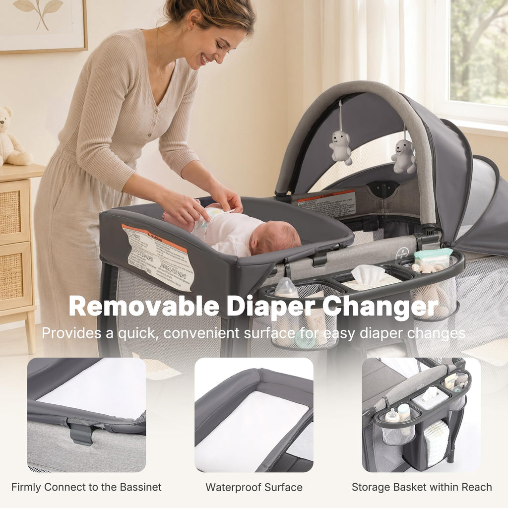 4-in-1 Pack and Play with Bassinet, Gray G330769