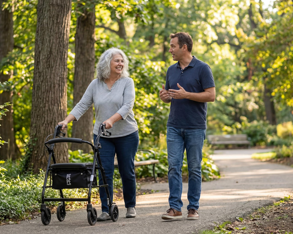 Foldable 4 Wheel Rollator Walker with Seat D2552