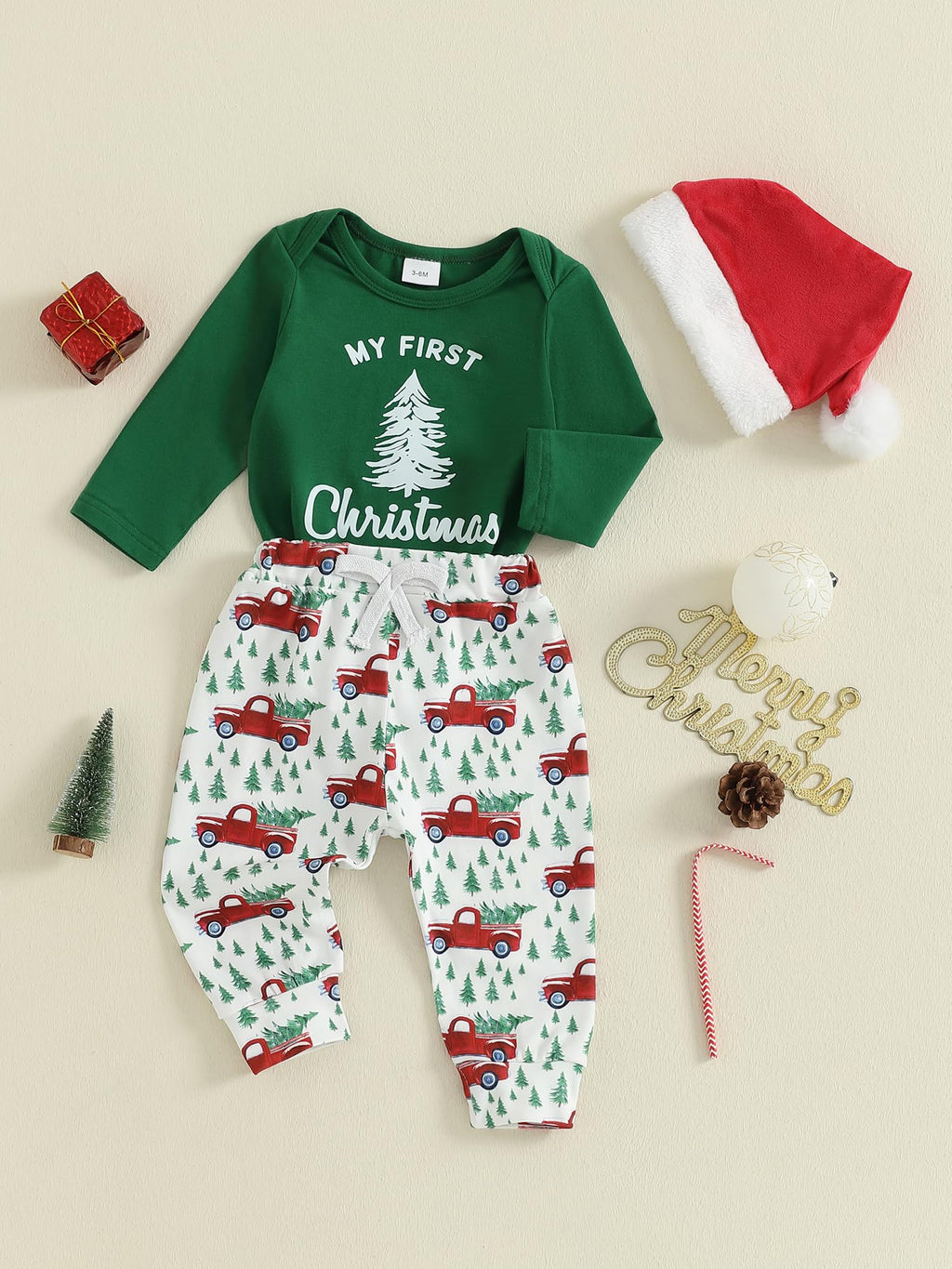 Christmas Baby Boy Outfit Newborn Romper Pant Headband H423